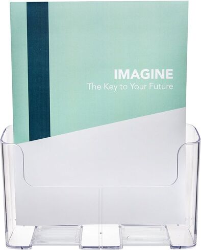 Deflecto Single Compartment Literature Holder, Countertop or Wall Mount, Magazine Size, Clear, 9-1/4"W x 10-3/4"H x 3-3/4"D (77001) in Saudi Arabia