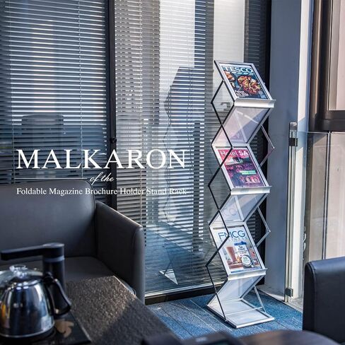 MALKARON Foldable Magazine Rack Brochure Display Stand Holder Catalog Literature Display Rack with Portable Oxford Carrying Bag for Office Trade Show Exhibitions Retail Store (6 Pockets Silver) in Saudi Arabia