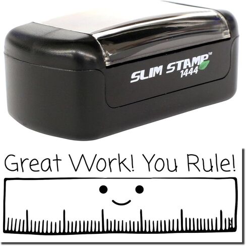 Self-Inking Great Work You Rule Stamp, Teacher Desk Supplies, Up to 5K Impressions, Available in 11 Ink Colors, Reinkable, Easy Press and Print Stamping, Size Approx 1/2" x 1-1/2" in Kuwait