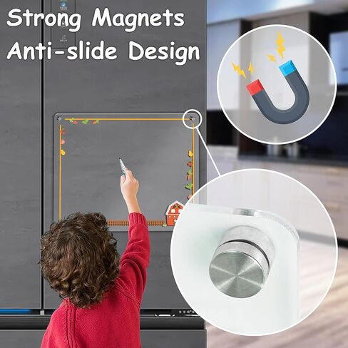 2 Pack Magnetic Acrylic Calendar for Fridge, Farm Style Print Acrylic Magnetic Dry Erase Board for Refrigerator, Monthly and Weekly Clear Magnet Reusable Planner Include 6 Markers… in Kuwait