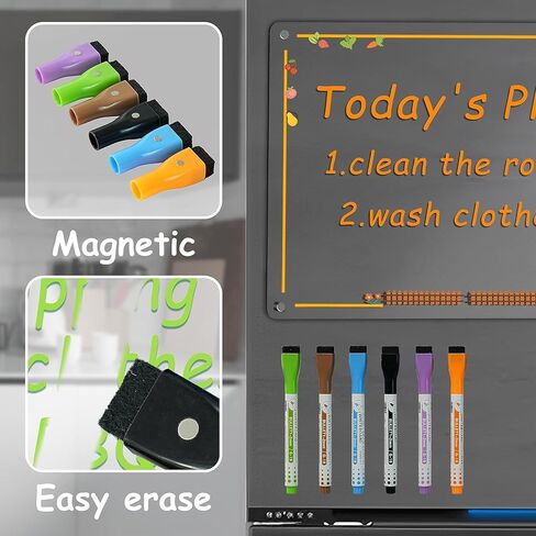 2 Pack Magnetic Acrylic Calendar for Fridge, Farm Style Print Acrylic Magnetic Dry Erase Board for Refrigerator, Monthly and Weekly Clear Magnet Reusable Planner Include 6 Markers… in Kuwait