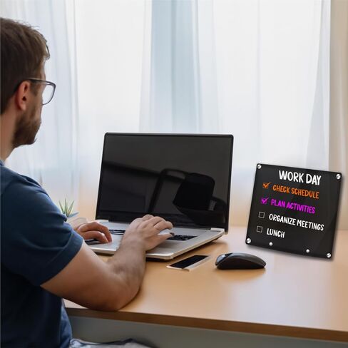 Exchangeable Black Magnetic Fridge Calendar + Acrylic Dry Erase Board for Desk | 4 Removable Metal Holders Refrigerator Calendar + Acrylic Board | 3 Markers Included in Saudi Arabia
