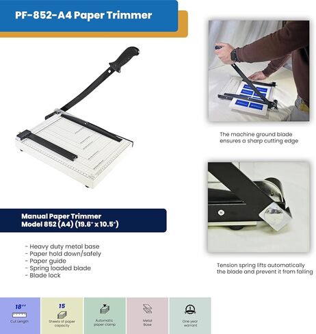 ماكينة تشذيب الورق PPE PrintFinish بسعة 10 إلى 12 ورقة، جيدة للمكتب أو المدرسة أو الأعمال، الحد الأقصى لحجم القطع (12.5) (12.5 × 9.8) in Kuwait