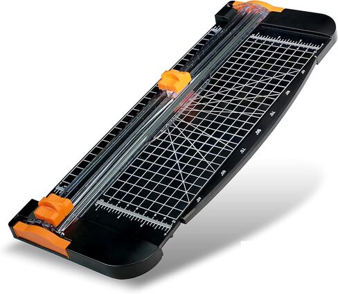 قطاعة ورق، قطاعة مقصلة مقاس 12 انش ايه 4 مع واقي امان تلقائي ومسطرة جانبية، شفرة بديلة مجانية لقطاعة الورق، مناسبة لقطع البطاقات الورقية الحرفية والقسائم والصور (اسود) in Kuwait