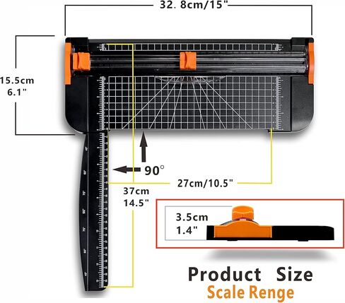 قطاعة ورق، قطاعة مقصلة مقاس 12 انش ايه 4 مع واقي امان تلقائي ومسطرة جانبية، شفرة بديلة مجانية لقطاعة الورق، مناسبة لقطع البطاقات الورقية الحرفية والقسائم والصور (اسود) in Kuwait