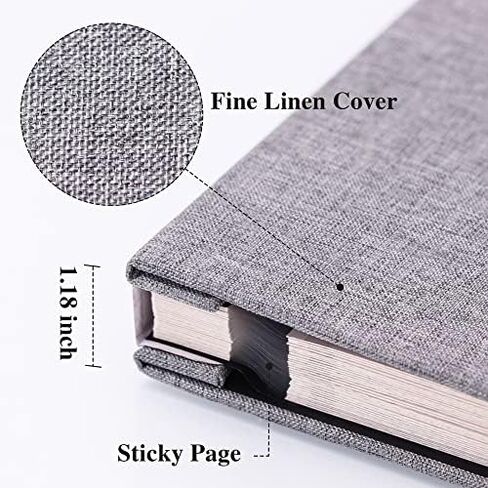 Vienrose Large Self Adhesive Photo Album with Window 11x10.6 40 Pages Black | Linen Cover, Scrapbook, Fits 4X6 8X10 Pictures, Metallic Pen Included, Diy in Kuwait
