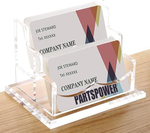 PARTSPOWER Acrylic Business Card Holder for Desk, Horizontal Clear Business Name Card Display Stand, Desk Accessory Business Name Card Organizer (Horizontal, 1-Slot) in Saudi Arabia
