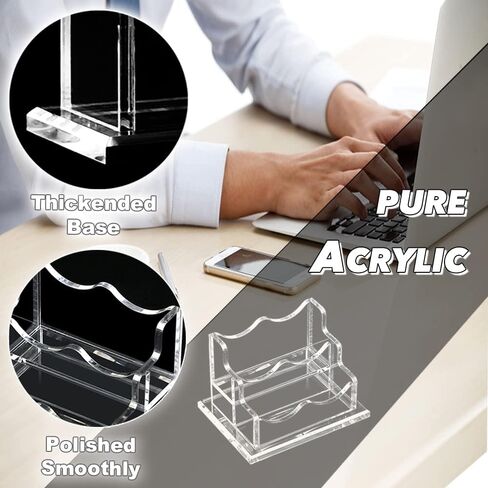 PARTSPOWER Acrylic Business Card Holder for Desk, Horizontal Clear Business Name Card Display Stand, Desk Accessory Business Name Card Organizer (Horizontal, 1-Slot) in Saudi Arabia