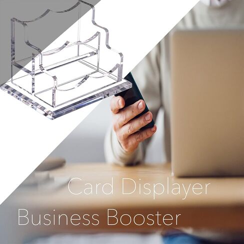 PARTSPOWER Acrylic Business Card Holder for Desk, Horizontal Clear Business Name Card Display Stand, Desk Accessory Business Name Card Organizer (Horizontal, 1-Slot) in Saudi Arabia