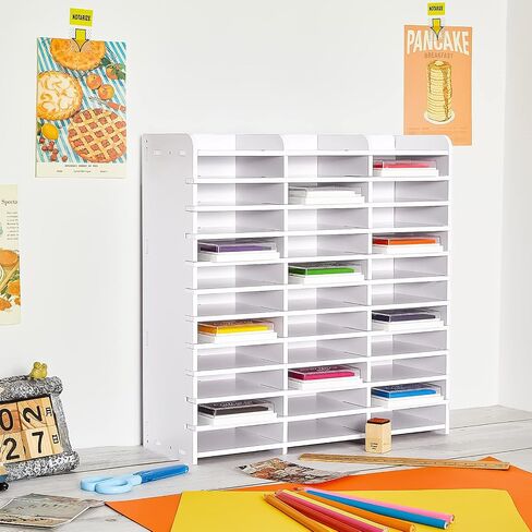 Roshtia 2 Pcs 36 Slots Ink Pad Storage Stamp Pad and Ink Pad Holder Stackable Wall Mount Ink Pad Storage Organizer Diamond Painting Tray Organizer Rack for Office Crafts Supply, White in Saudi Arabia