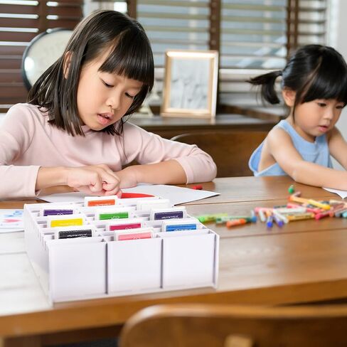Roshtia 2 Pcs 36 Slots Ink Pad Storage Stamp Pad and Ink Pad Holder Stackable Wall Mount Ink Pad Storage Organizer Diamond Painting Tray Organizer Rack for Office Crafts Supply, White in Saudi Arabia