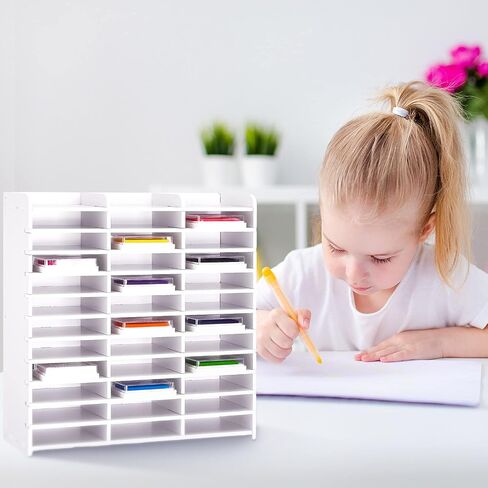Roshtia 2 Pcs 36 Slots Ink Pad Storage Stamp Pad and Ink Pad Holder Stackable Wall Mount Ink Pad Storage Organizer Diamond Painting Tray Organizer Rack for Office Crafts Supply, White in Saudi Arabia