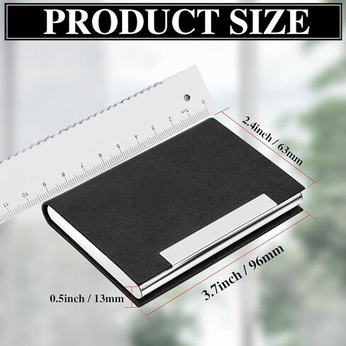 aellabus Professional Business Card Holder for Women/Men 4pcs, PU Leather Metal Credit Card Holder, RFID Blocking Card Holder, Pocket Business Card Organizer with Magnetic Shut (Black) in Kuwait