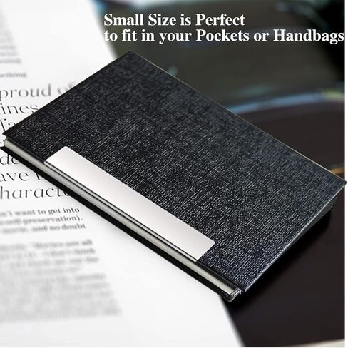 aellabus Professional Business Card Holder for Women/Men 4pcs, PU Leather Metal Credit Card Holder, RFID Blocking Card Holder, Pocket Business Card Organizer with Magnetic Shut (Black) in Kuwait