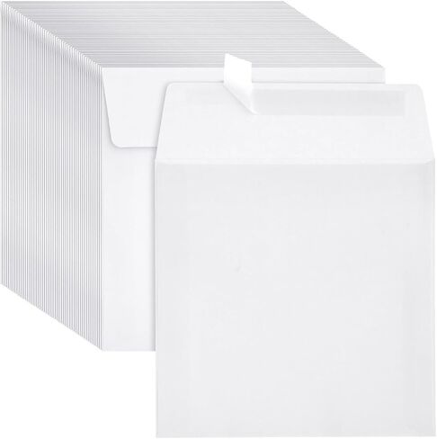 50 Pack Square Envelopes, 5.5 x 5.5, for Greeting Cards, Wedding Invitations, Self Adhesive Peel-Off-and-Stick (White) in Saudi Arabia