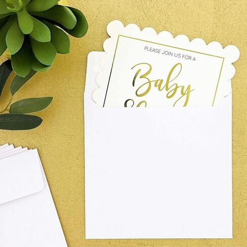 50 Pack Square Envelopes, 5.5 x 5.5, for Greeting Cards, Wedding Invitations, Self Adhesive Peel-Off-and-Stick (White) in Saudi Arabia