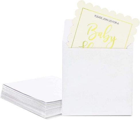 50 Pack Square Envelopes, 5.5 x 5.5, for Greeting Cards, Wedding Invitations, Self Adhesive Peel-Off-and-Stick (White) in Saudi Arabia