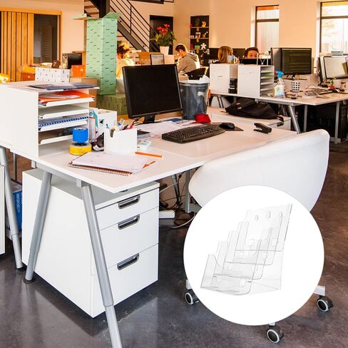 حامل كتيب حامل ملف أكريليك شفاف حامل ملف عملي من أربع طبقات لمجلة رف سطح المكتب 1 قطعة رف عرض الكتيب in Kuwait