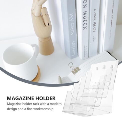 حامل كتيب حامل ملف أكريليك شفاف حامل ملف عملي من أربع طبقات لمجلة رف سطح المكتب 1 قطعة رف عرض الكتيب in Kuwait