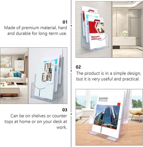 حامل كتيب حامل ملف أكريليك شفاف حامل ملف عملي من أربع طبقات لمجلة رف سطح المكتب 1 قطعة رف عرض الكتيب in Kuwait