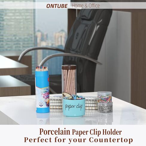 Farmhouse Paper Clip Holders,Ceramic Binder Clip Dispenser Organizer for Desk ,Cute Office Push Pins Holder (Black) in Kuwait