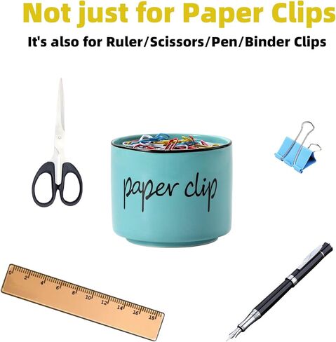 Farmhouse Paper Clip Holders,Ceramic Binder Clip Dispenser Organizer for Desk ,Cute Office Push Pins Holder (Black) in Kuwait