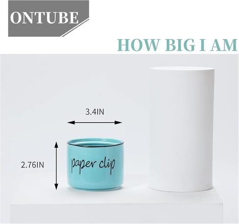 Farmhouse Paper Clip Holders,Ceramic Binder Clip Dispenser Organizer for Desk ,Cute Office Push Pins Holder (Black) in Kuwait