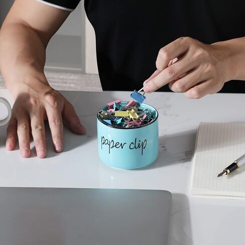 Farmhouse Paper Clip Holders,Ceramic Binder Clip Dispenser Organizer for Desk ,Cute Office Push Pins Holder (Black) in Kuwait