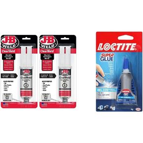 J-B Weld ClearWeld حقنة إيبوكسي لمدة 5 دقائق، شفافة، عبوتين وتحكم جل صمغ فائق من لوكتايت، شفاف، زجاجة 0.14 أونصة in Kuwait