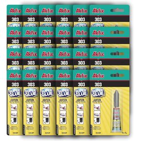 أنبوب صمغ فائق Akfix 303 CA - غراء سيانوأكريليت شفاف - لاصق قوي للزجاج والبلاستيك والمعادن | DIY واحترافي، 24 عبوة، 0.10 أونصة.