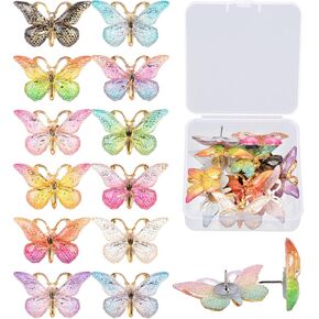 12 قطعة من دبابيس دفع الفراشة من ZELARO، دبابيس إبهام مزخرفة من الأكريليك، دبابيس دفع ملونة لطيفة للوحة الفلين، لوحة الإعلانات، الخريطة، جدار الصور in Kuwait