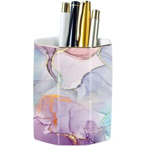 Ceramic Desk Pen Holder Stand Pencil Cup Pot Desk Organizer Makeup Brush Holder (Black)