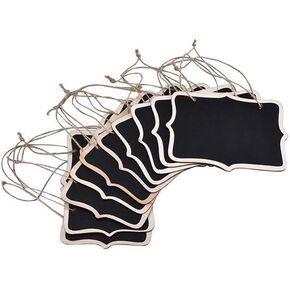 Fodattm 12PCS Black Double Sided Hanging Chalkboard Label for Message Board Signs Table Top Numbers Kids Crafts Rectangle Mini Chalkboards Signs with Sling Home Decor Embellishments (6.3" x 4.7") in Kuwait