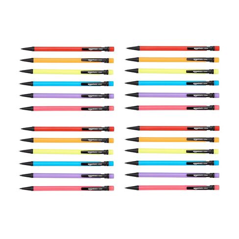 Amazon Basics Mechanical Pencils, Medium Point (0.7 mm) - 24-Pack, Multicolor in Saudi Arabia
