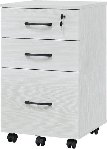 3 Drawers Wooden Locking File Cabinet with Storage Removable File Cabinet for Home Office,Under Desk Filing Cabinets(Black) in Saudi Arabia