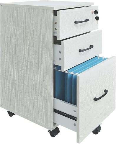 3 Drawers Wooden Locking File Cabinet with Storage Removable File Cabinet for Home Office,Under Desk Filing Cabinets(Black) in Saudi Arabia
