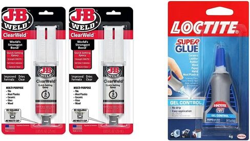 J-B Weld ClearWeld حقنة إيبوكسي لمدة 5 دقائق، شفافة، عبوتين وتحكم جل صمغ فائق من لوكتايت، شفاف، زجاجة 0.14 أونصة in Kuwait