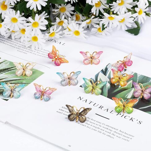 12 قطعة من دبابيس دفع الفراشة من ZELARO، دبابيس إبهام مزخرفة من الأكريليك، دبابيس دفع ملونة لطيفة للوحة الفلين، لوحة الإعلانات، الخريطة، جدار الصور in Kuwait