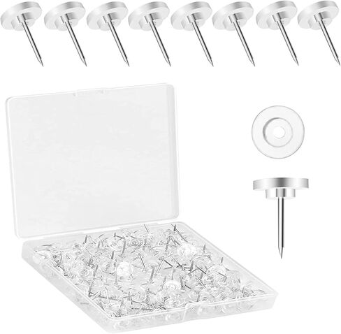 iJiGui 150 قطعة من مسامير الإبهام الشفافة، نقطة من الفولاذ المقاوم للصدأ، دبابيس للسبورة البيضاء، دبابيس دفع مزخرفة، دبابيس دفع للوحة الفلين in Kuwait