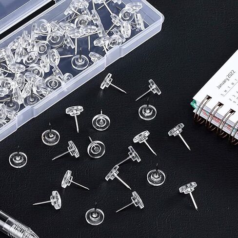 iJiGui 150 قطعة من مسامير الإبهام الشفافة، نقطة من الفولاذ المقاوم للصدأ، دبابيس للسبورة البيضاء، دبابيس دفع مزخرفة، دبابيس دفع للوحة الفلين in Kuwait