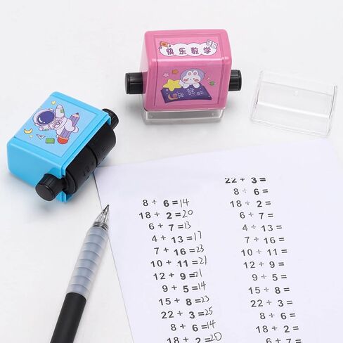 4PCS Roller Digital Teaching Stamp, Addition and Subtraction Seal Within 100 Teaching Math Practice Multiplication Division Roller Stamp for Kindergarten Home School Supplies in Saudi Arabia
