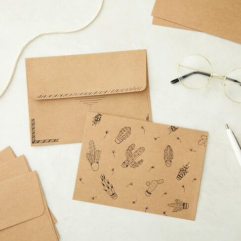 50-Pack Printable A7 Brown Envelopes for 5x7 Cards, Kraft Paper Envelopes with Self-Sealing Flaps for Mailing Graduation, Birthday, Wedding Invitations, (5.25x7.25 in) in Saudi Arabia