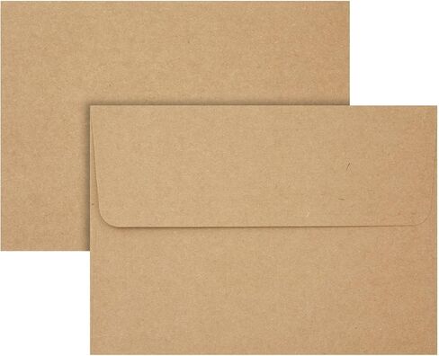 50-Pack Printable A7 Brown Envelopes for 5x7 Cards, Kraft Paper Envelopes with Self-Sealing Flaps for Mailing Graduation, Birthday, Wedding Invitations, (5.25x7.25 in) in Saudi Arabia
