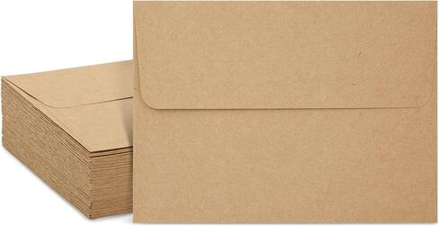50-Pack Printable A7 Brown Envelopes for 5x7 Cards, Kraft Paper Envelopes with Self-Sealing Flaps for Mailing Graduation, Birthday, Wedding Invitations, (5.25x7.25 in) in Saudi Arabia