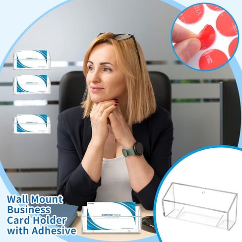 WANGDEFA 16 Pieces Wall Mount Rack Card Holder Business Card Holder Wall Hanging Business Card Holder Business Card Holder Wall Mount Adhesive for Office Home Display (16) in Saudi Arabia