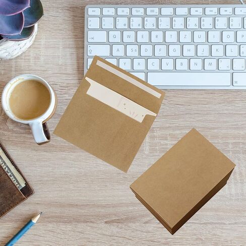 مظاريف دعوة Gooline Kraft Brown A6، 100 حزمة 4.75 × 6.5 بوصة مغلفات ذاتية الغلق سريعة، لحفلات الزفاف، والتخرج، وحفلات استقبال المولود الجديد، وبطاقات المعايدة in Kuwait