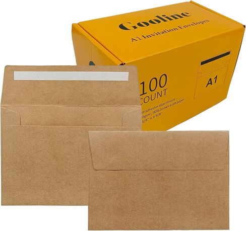 مظاريف دعوة Gooline Kraft Brown A6، 100 حزمة 4.75 × 6.5 بوصة مغلفات ذاتية الغلق سريعة، لحفلات الزفاف، والتخرج، وحفلات استقبال المولود الجديد، وبطاقات المعايدة in Kuwait