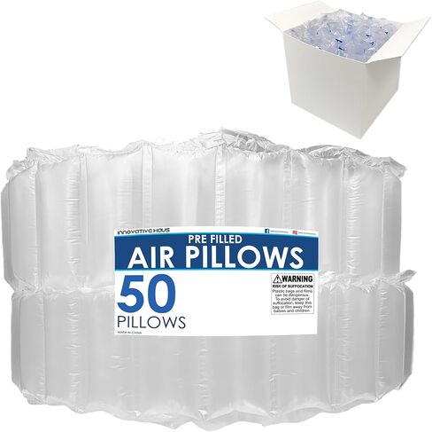 Innovative Haus 50 Count 4x8 Air Pillows for Filling Void in Package. Cushioning Stuffer for Shipping and Packaging. Great Packing Supplies Alternative to Peanuts, Foam, and Paper. in Kuwait