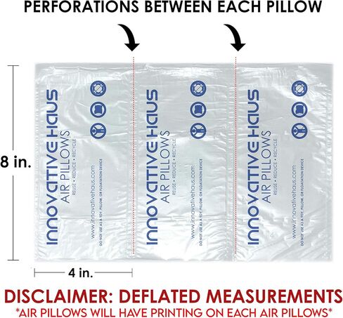 Innovative Haus 50 Count 4x8 Air Pillows for Filling Void in Package. Cushioning Stuffer for Shipping and Packaging. Great Packing Supplies Alternative to Peanuts, Foam, and Paper. in Kuwait