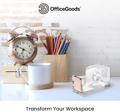 موزع شريط أكريليك من OfficeGoods - إكسسوار عصري جميل للمكتب الأنيق في المنزل أو المكتب أو المدرسة - يحمل بكرات شريط قياسية وكبيرة وكبيرة جدًا - فضي in Kuwait